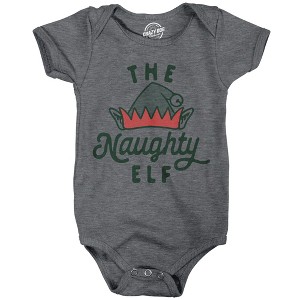 The Naughty Elf Baby Bodysuit Funny Bad Behavior Xmas Elves Joke Jumper For Infants - Crazy Dog Baby Bodysuit - 1 of 4