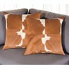 HomeRoots Set of Two 18" Brown and White Cowhide Cowhide Throw Pillows - 2 of 4
