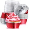 50Pcs Heart Shaped Cake Pans with Lids, 100ml 3.4oz Disposable Ramekins Muffin Cupcake Aluminum Foil Baking Cups for Valentine Wedding Birthday - 2 of 4