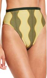 Women's Micro Wave Print High Leg Cheeky High Waist Bikini Bottom - Fe Noel x Target  Muted Lime Green/Dark Green