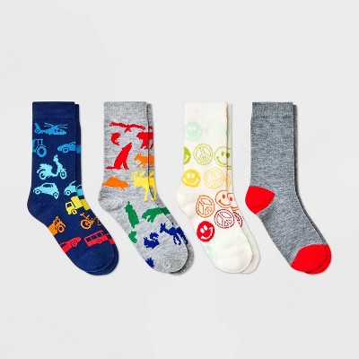 Boys' 4pk Shapes Crew Socks - Cat & Jack™ Heather Gray : Target