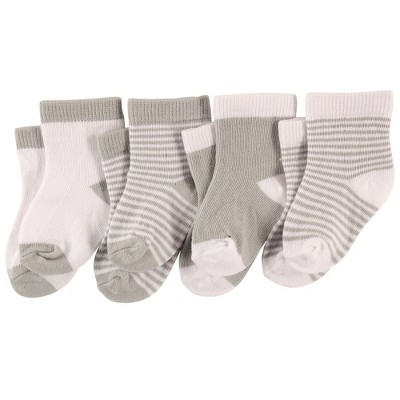 Luvable Friends Baby Unisex Socks Set, Light Gray White, 6-12 Months ...