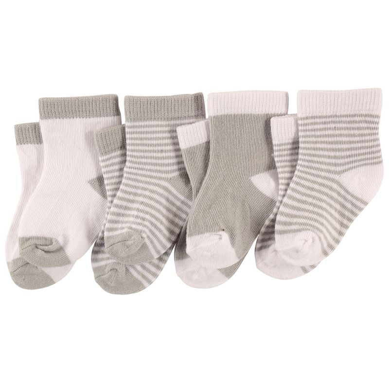 Luvable Friends Baby Unisex Socks Set, Light Gray White, 1 of 3
