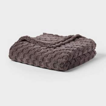 Checkered Faux Shearling Plush Blanket - Room Essentials™