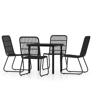 vidaXL Patio Dining Set Seat 3/5/7 Piece Black/Oak 31.5"/55.1" Table Length - Black 31.5" Table Length 4 Items - 1 of 4