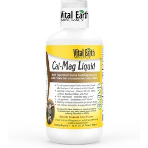 Vital Earth Minerals Cal Mag Liquid for Bone Strength, Mineral Absorption, and Daily Calcium & Magnesium Support   32 oz - 1 of 4