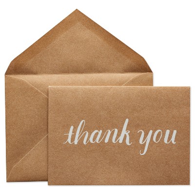 24ct Thank You Cards with Envelopes Kraft - Spritz™