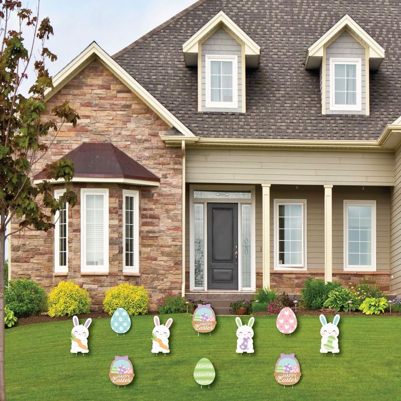 Big Dot of Happiness Spring Easter Bunny - Bunny, Egg, Basket Lawn Decorations - Outdoor Happy Easter Party Yard Decorations - 10 Piece, 2 of 9