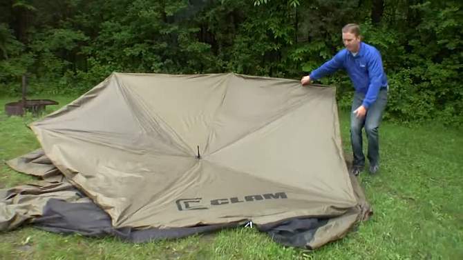 CLAM Quick-Set Pavilion 12.5' x 12.5' Portable Pop-Up Outdoor Camping Gazebo Screen Tent Canopy Shelter & Carry Bag with Floor Tarp Cover Attachment, 2 of 8, play video