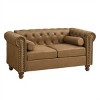 55'' Velvet Chesterfield Love Seat,Tufted 2-Seater Sofa with Rolled Arms and Nailhead Trim for Living Room-Maison Boucle - 3 of 4