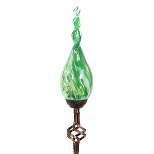 36" Pearlized Glass Solar Flame Stake Green - Exhart