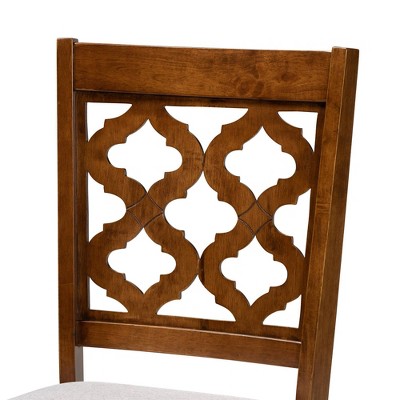 Contemporary Grey Fabric and Walnut Wood Dining Chair Set