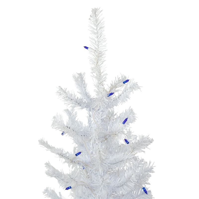 Northlight 4' Pre-Lit Woodbury White Pine Slim Artificial Christmas Tree, Blue Lights, 4 of 8