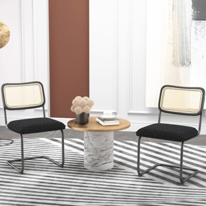 KTMBDW Kitchen Dining Chairs Set of 2/4,Mid-Century Modern Chair Armless Mesh Backrest Cane Rattan Chairs for Home Dining Room - 1 of 4