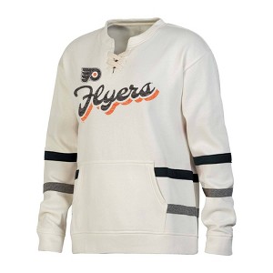 NHL Philadelphia Flyers Women's Natural Long Sleeve Fleece Hooded Sweatshirt - 1 of 3