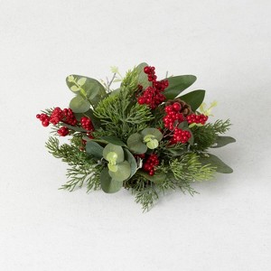 Sullivans Pine & Berry Artificial Orb Decorative Filler 4"H Red - 1 of 3