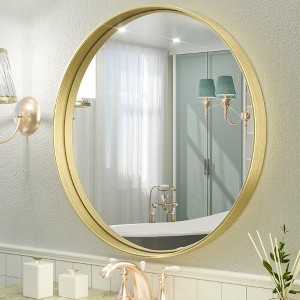 Keonjinn Metal Framed LED Round Frontlit Bathroom Vanity Wall Mirror, 3 Color Temperatures Dimmable, Anti-Fog - 1 of 4