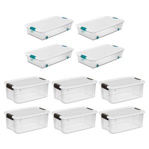 Sterilite 4 Set of 56-Quart Wheeled Storage Bin & 6 Set of 18-Quart Plastic Storage Container w/Latching Lid and Clear Base for Home Organization - 1 of 4