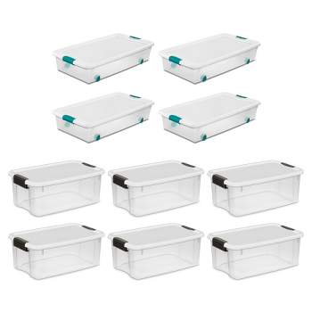 Sterilite 4 Set of 56-Quart Wheeled Storage Bin & 6 Set of 18-Quart Plastic Storage Container w/Latching Lid and Clear Base for Home Organization