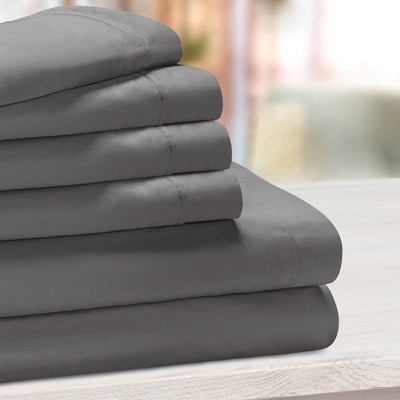 1000 Thread Count Luxury Solid Deep Pocket Cotton Blend Bed Sheet Set, King, Grey - Blue Nile Mills