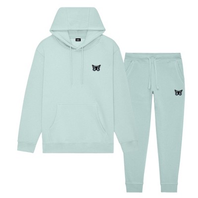 Dalix Butterfly Embroidery Sweatsuit Set Hoodie Jogger Soft Fleece Relaxed Fit Lounge Womens