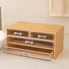 Bamboo Jewelry Organizer with 4 Clear Acrylic Drawers, Compact Multi Purpose Storage Box for Makeup, Office Supplies & Vanity Use, Smooth Glide Drawer - 2 of 3