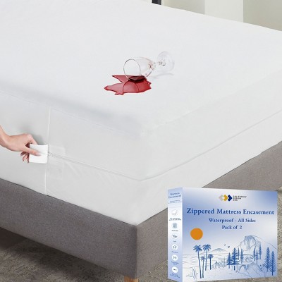 California Design Den 2-Pack Zippered Mattress Encasement - Waterproof Mattress Protector - All Six Sided - Mattress Cooling & Absorbent Premium Cover