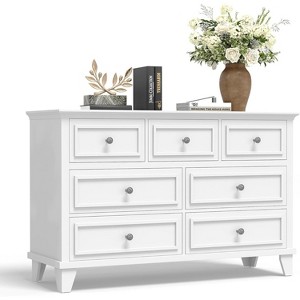 7 Drawer Wooden Dresser with Deep Drawers, 47 in Long Dressers TV Stand, Modern Dressers Organizer with Vintage Handle for Living Room, Hallway - 1 of 4