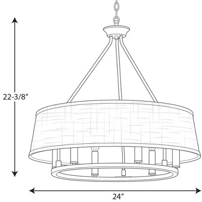 Elegant Antique Bronze 6-Light Chandelier with Summer Linen Shade
