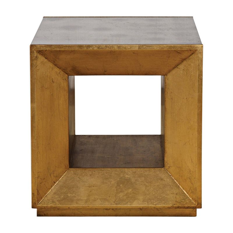 Uttermost Modern Wood Glass Cube Accent Side End Table 20" Wide Antiqued Gold Leaf Mirrored for Living Room Bedroom Entryway House, 2 of 7