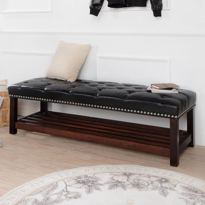 NicBex 60" Tufted Storage Ottoman Bench,End of Bed Bench with Nailhead Trim,Plush Foot Rest&Storage Bench for Bedroom,Living Room&Entryway