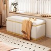 VYNXARIA Modern Linen Upholstered Storage Bench with Solid Wood Frame - Beige - 3 of 4