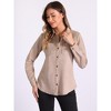 Allegra K Women's Faux Suede Stretch Casual Button Down Long Sleeve Shirt - 4 of 4