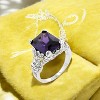 Slickblue Unique Right Hand Amethyst Purple Princess Ring – 6.5 ct Radiant Cubic Zirconia, Sizes 5 - 10 - 3 of 3