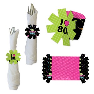 Big Dot of Happiness 80’s Retro - Totally 1980s Party Paper Napkin Holder - Napkin Rings - Set of 24 - 1 of 4