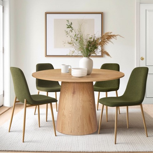 Round oak dining 2025 table with 4 chairs