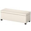 HOMCOM 44 Inches Storage Ottoman Bench, Corduroy End of Bed Foot Rest with Lid, Legs, Storage Chest for Living Room, Bedroom, Entryway, Beige - 4 of 4