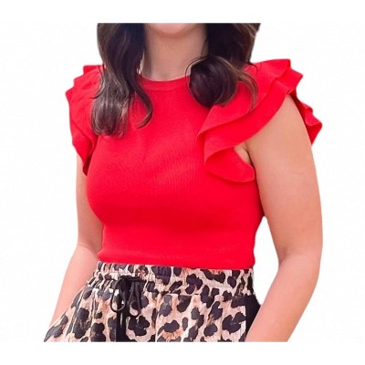 Women's Graced With Ruffles Sleeveless Top - ee:some