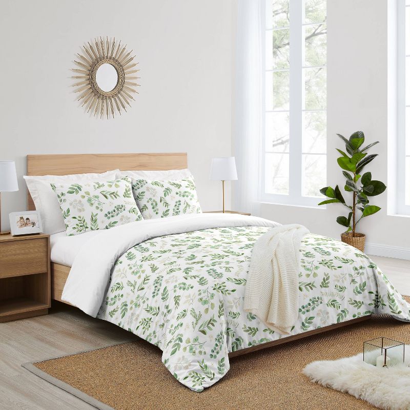3pc Botanical Leaf Full/Queen Kids&#39; Comforter Bedding Set Green and White - Sweet Jojo Designs, 3 of 8