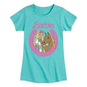 Girls' - Barbie - Barbie And Horse Fitted Short Sleeve Graphic T-Shirt - 1 of 4