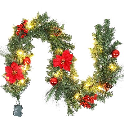 Christmas Norfolk Pine Garland,Realistic Cedar Garland Artificial Pine Cypress Vines,Greenery Garlands for Holiday Xmas Indoor Mantle Decor