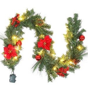 Christmas Norfolk Pine Garland,Realistic Cedar Garland Artificial Pine Cypress Vines,Greenery Garlands for Holiday Xmas Indoor Mantle Decor - 1 of 4