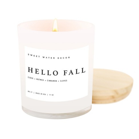 Sweet Water Decor Hello Fall 9oz Amber Jar Soy Candle : Target