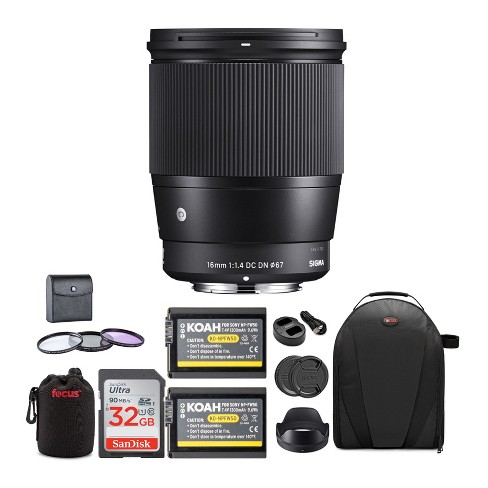 Sigma 16mm f/1.4 DC DN Contemporary Lens for Sony E Mount Cameras Bundle