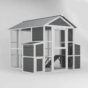 ORRD Wooden Walk-in Chicken Coop for 4-8 Chickens - 80''X82''X69'' with Nesting Boxes, Ramps, Run & Waterproof Roof - 1 of 4