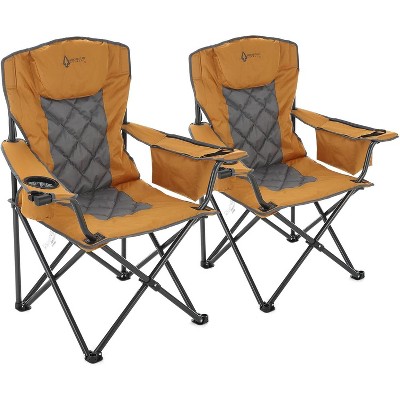 Arrowhead Outdoor Portable Folding Camping Quad Chair w/ 6-Can Cooler, Heavy-Duty Carrying Bag, Supports up to 450lbs (Workwear Tan)