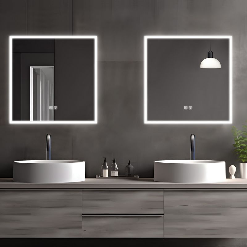 Neutypechic Oversized Bathroom Vanity Mirror LED Square Anti-fog Wall Mirror with Backlit, 3 of 7