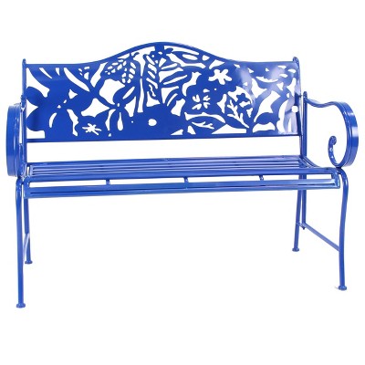 Farmhouse Iron Outdoor Bench - Blue - Olivia & May