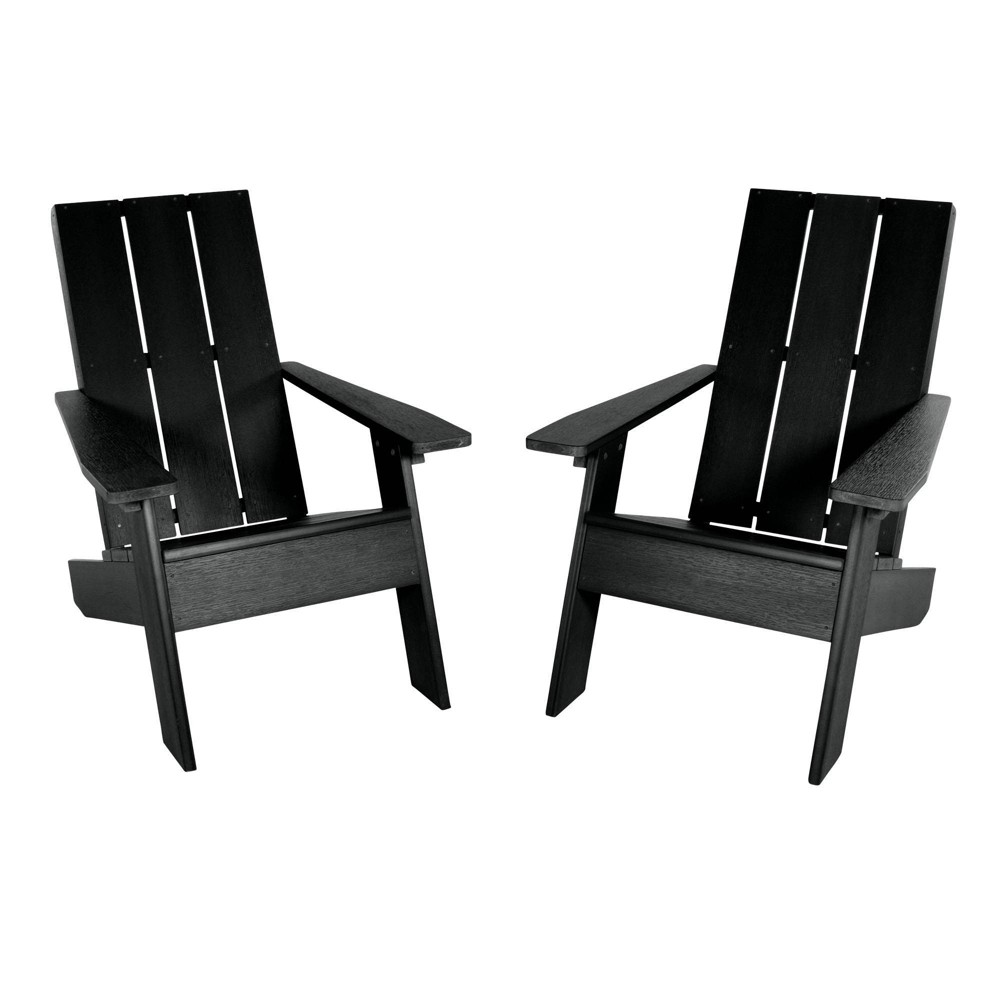 Photos - Garden Furniture Italica 2pk Modern Adirondack Chairs - Black - highwood
