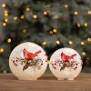 Holiday LED Globe with Cardinal and Holly – 6"H Tabletop Christmas Decoration Set Of 2 By Melrose - 2 of 4